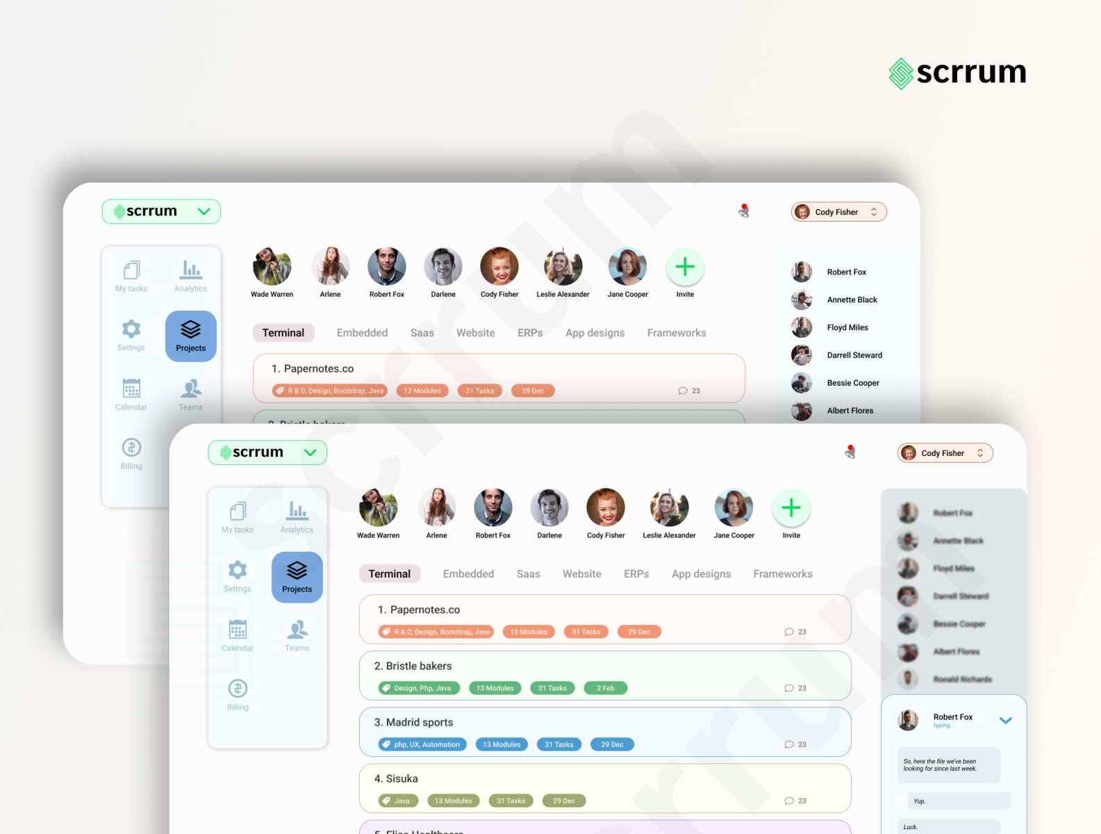 Project management page UI by Scrrum Labs on Dribbble