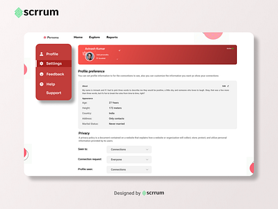 Persona matrimony settings page