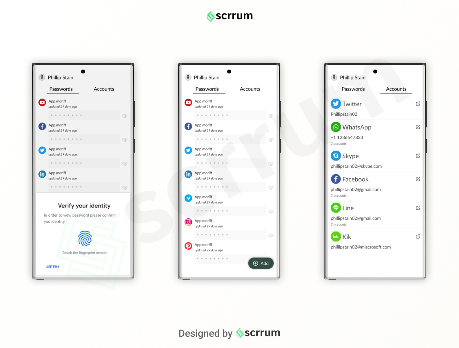 Password storing app by Scrrum Labs on Dribbble