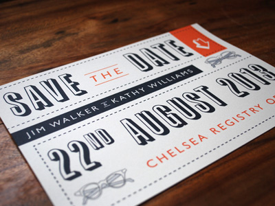 Save the Date graphic design orange print design typography wedding