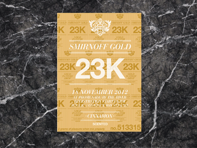 SMIRNOFF GOLD 24K INVITATION CARD