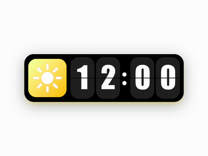 Animated clock with icons