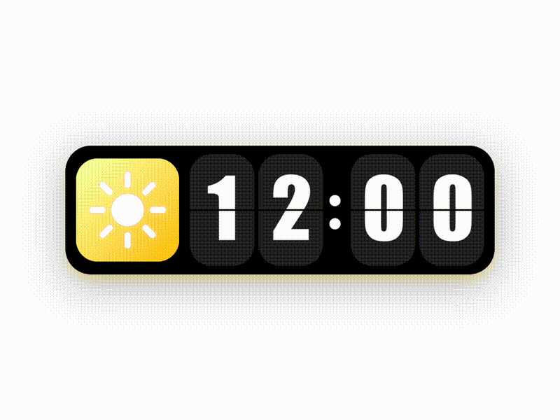 Animated clock with icons animation clock component entertainment icons moon motiongraphics sunrise sunset time ui