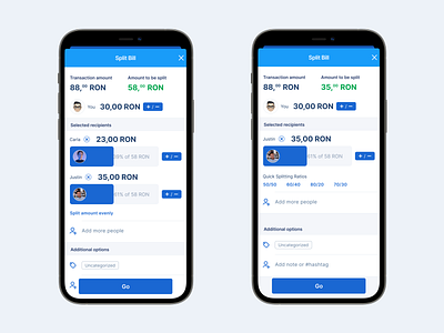 Splitting bills with George banking app