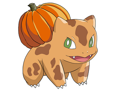Pumpkisaur! bulbasaur design graphic design halloween il illustration pokemon procreate pumpkin