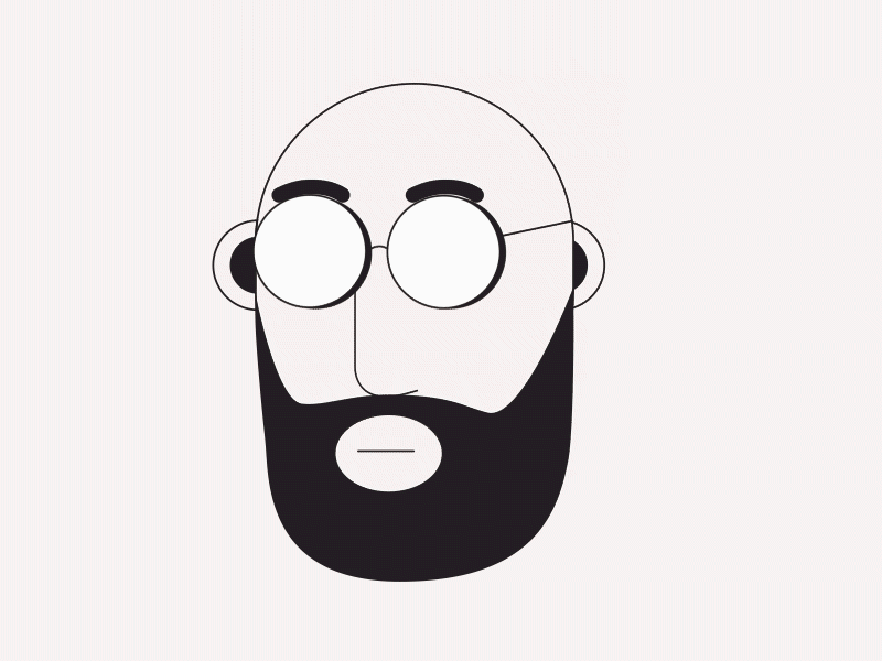 Bearded Bald Guy ae after effects animation black black and white design gif illustration line loop shape white