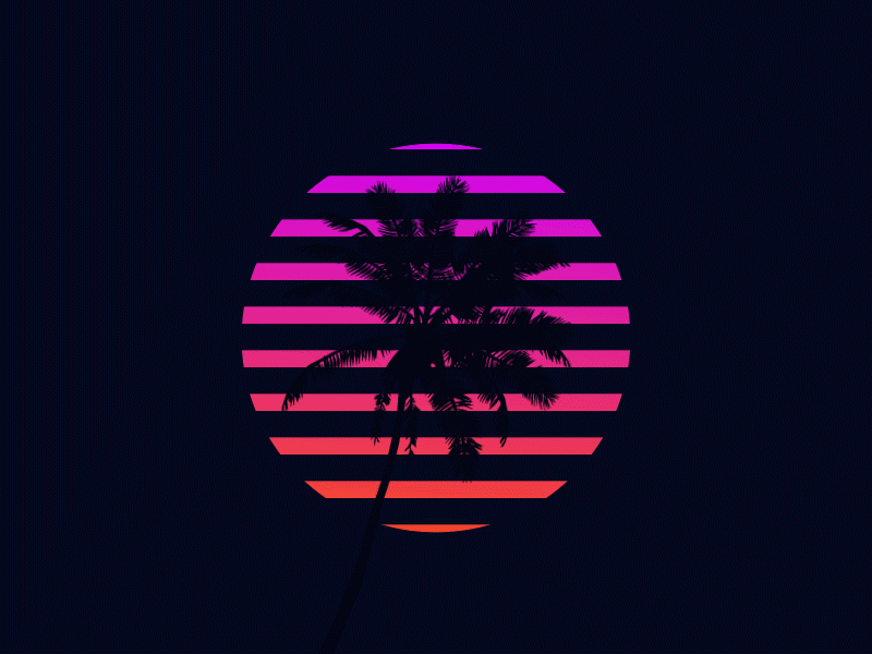 Retro Palm Tree 2d ae after effects animation colour design gif illustration illustrator loop motion shape shapes simple