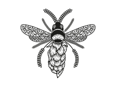 Bee Hop 2d adobe illustrator bee beer black and white branding craft design designer hops illustration illustrator logo vector