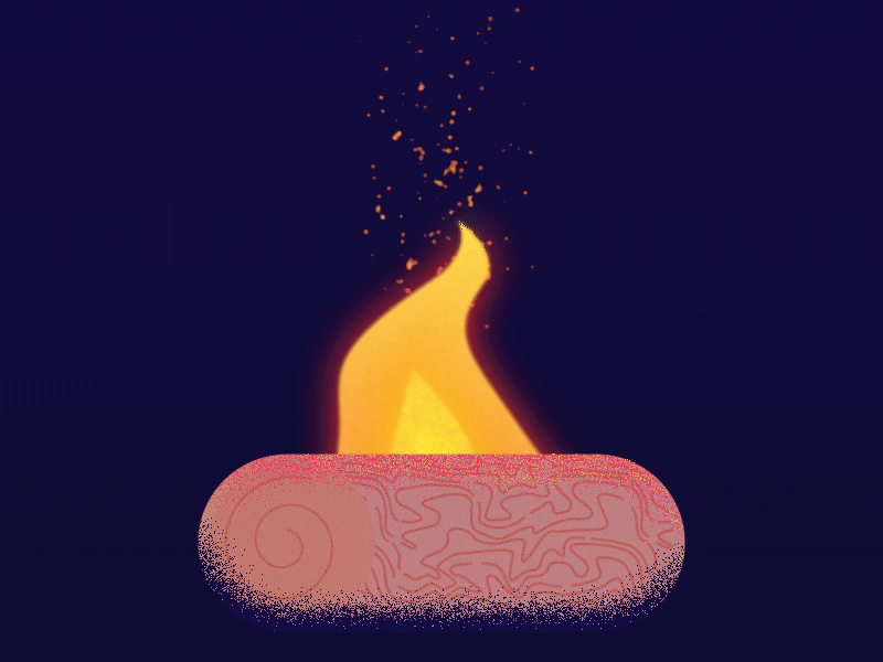 Toasty fire 2d ae after effects animation art colour design fire gif gradient illustration illustrator log loop motion motion design particular shape shapes