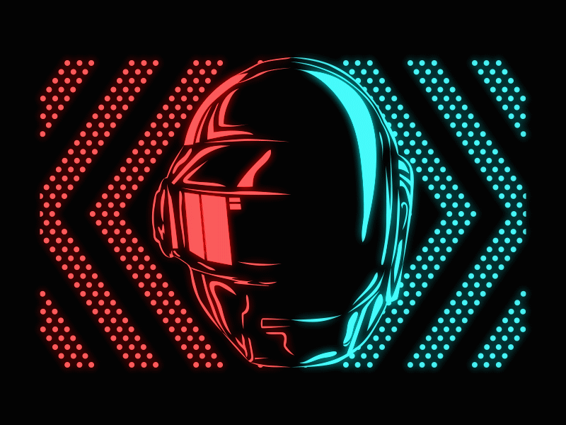 Daft Punk 2d ae after effects animation art colour daft punk design gif illustration illustrator lights loop motion motion design music neon shape shapes trippy