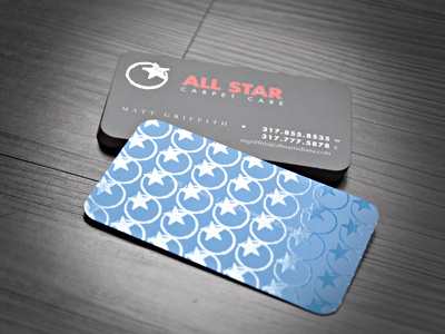 All Star Carpet Care brand business card foil identity logo mat spot uv stationery