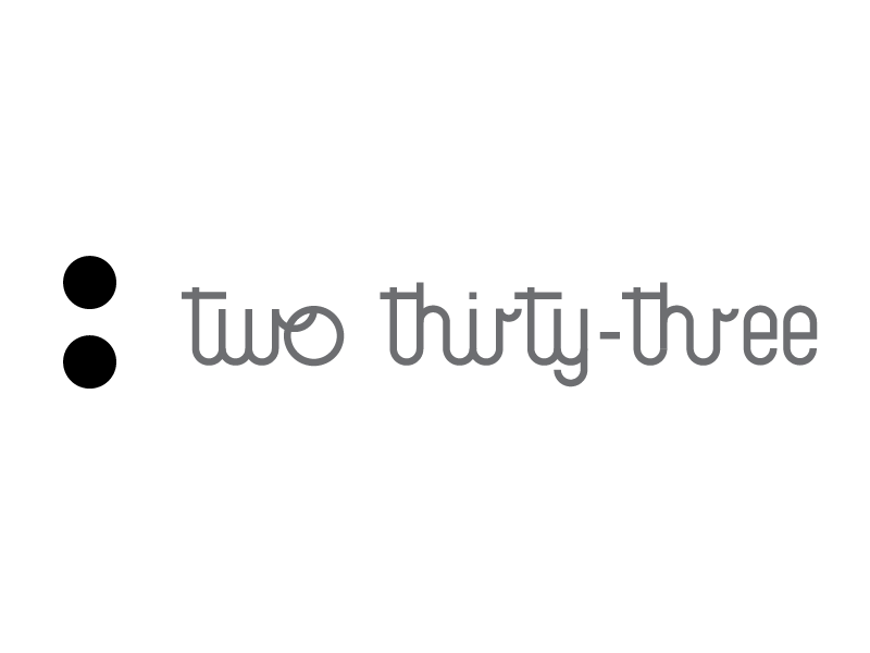 two thirty-three logo identity logo type