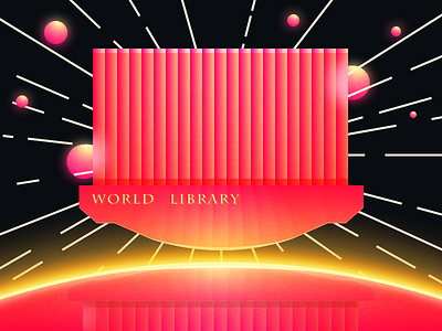 Space Library illustration library world