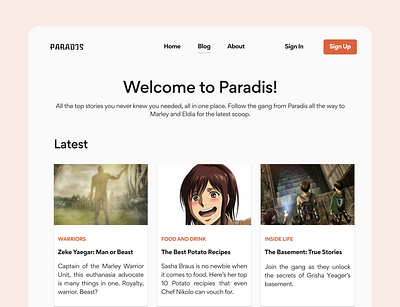 Blog Layout animation anime illustration landing page ui uiux website