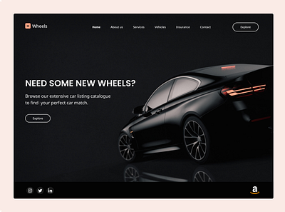 Wheels Web site design: landing page home page ui cars landing page ui uiux ux web site