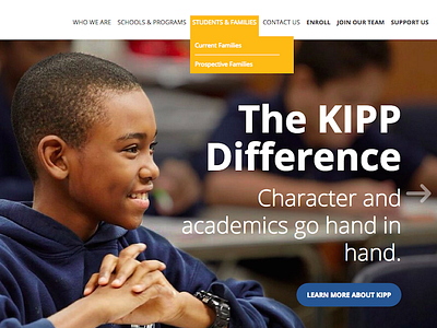 KIPP Nashville // Homepage education homepage ux web web design web development