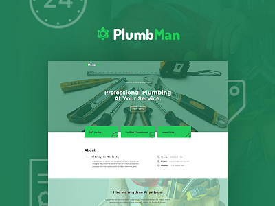PlumbMan design onepage plumber portfolio repair website