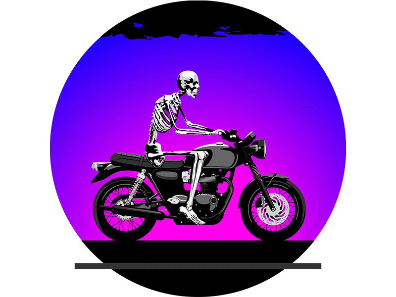 Motorcycle Skeleton animation illustration lottie motion graphics vector
