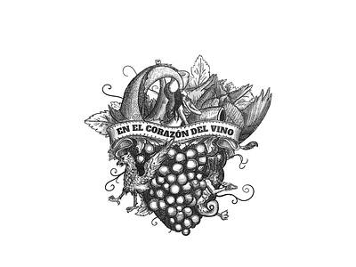 "En el Corazón del Vino" - Illustration and Branding book branding concept cross-hatch design dibujo graphic design hand-drawing illustration logo marca vino wine