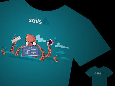 Sails Shirt 02 balderdash balderdashy black blue bucket heather white mike mcneil promotion sails sails.js shirt design