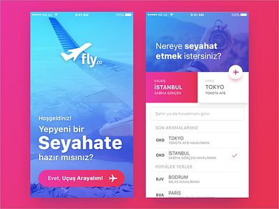 fly.co - UI Design booking fly ios app ui