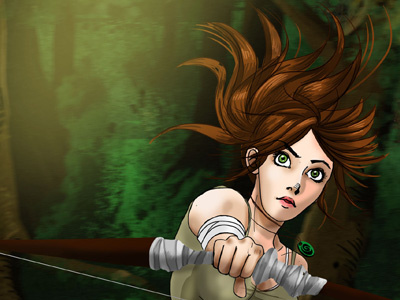 Lara forest game green hair illustration laracroft reborn tombr raider