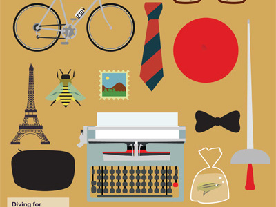 Bravo, Max! bee cycle eiffeltower fish icons movie objects retro stamp typewriter vector wes anderson