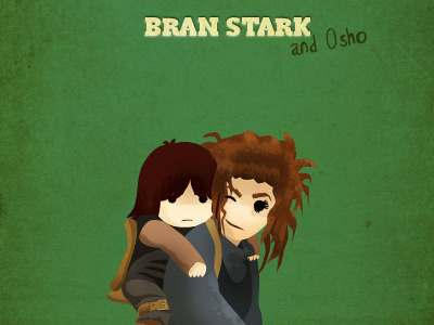 Bran Stark and Osho character digitalwork game illustration of stark thrones winterfall