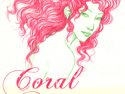 Coral handwriting red typography