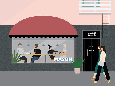 Mason, Newtown, Wellington design illustration vector