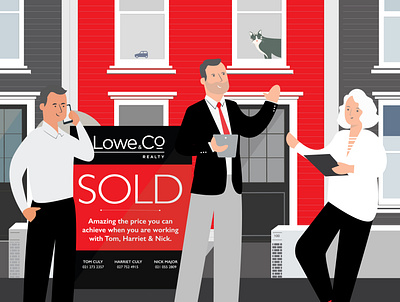 Lowe & Co, Real Estate Agents branding design illustration vector