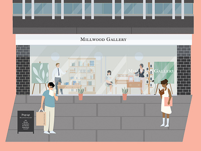 Milwood Gallery branding design illustration socialmedia vector