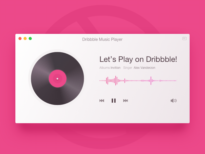Hello Dribbble! debuts dribbble first shot gif invite music player thanks
