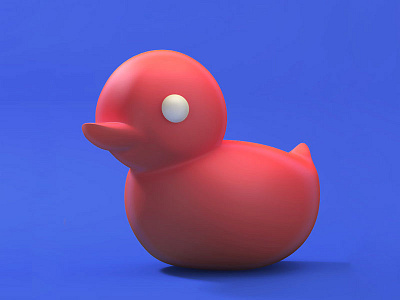 160202 Ducky 3d blue ducky glossy illustration red render toy