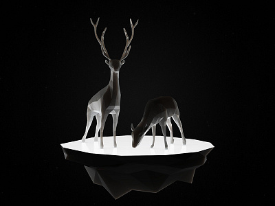 Deer Island 3d animal composition deer island light reflection render sss