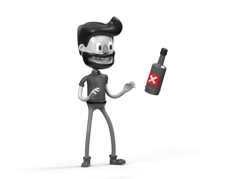 to Drink or not to Drink? 3d alcohol alcoholic animation bottle c4d character drink gif loop