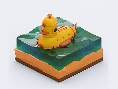 180219 3d c4d duck lowpoly submarine water