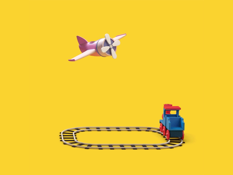 Toys 3d animation loop plane render toys train