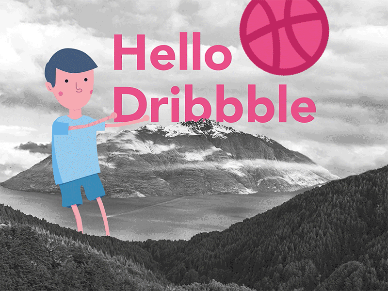 Hello Dribbble animation debut illustration mountain