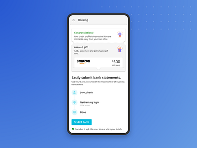 WIP: Banking banking app card layout clean congratulations credit design gift card material design mobile statements ui ux