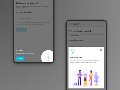 WIP: Help screen banking app card layout clean credit design help illustration material design mobile model popup ui ux