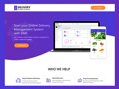 Delivery Management System branding design flat landing page photoshop typography ui