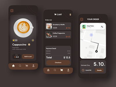 Coffee Shop Mobile App branding mobile app phone ui