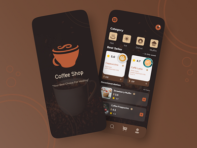 Coffee Shop Mobile App branding mobile app phone ui