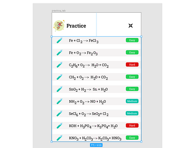 Molequilizer - Practice Section button chemical reactions learning ui