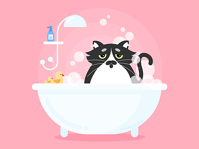 Cat～🐱 bath cat kitty pink