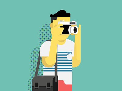 Don't Forget the Pinky camera character cool fun illustration people photographer vacation vector
