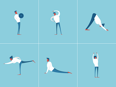 Spinal Exercises character design darren brown design exercise female illustration illustrator male minimal nuspine poses studio bolland