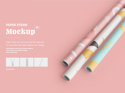 Download Paper Straw 3d Mockup By Mockupnest On Dribbble