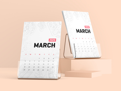 Desk Calendar With Plastic Stand Mockup